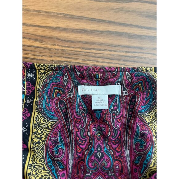 EST. 1946 burgundy black paisley batwing sleeved top size XL - Picture 3 of 6